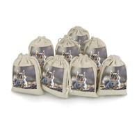 8 Pack Muslin Bags Cotton Drawstring Bag Sachet Bags,Reusable Linen Gift Bags Washable Empty Gift Pouch for Jewelry Party Favors Wrapping Funny Cute Squirrel DIY Christmas Gifts Candy Bags 4.9x6.7 Inc