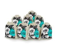 8 Pack Muslin Bags Cotton Drawstring Bags Sachet Bag,Reusable Linen Gift Bags Washable Empty Gift Pouch for Jewelry Party Favors Wrapping Black White Teal Gray Rose Flowers DIY Christmas Gifts Candy B