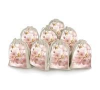 8 Pack Muslin Bags Cotton Drawstring Bags Sachet Bag,Reusable Linen Gift Bags Washable Empty Gift Pouch for Jewelry Party Favors Wrapping Spring Flowers DIY Christmas Gifts Candy Bags 4.9x6.7 Inches