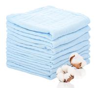 8 Pack Muslin Cloths for Baby, 12x12 Inch Muslin Squares Soft Burp Cloths 6 Layers Cotton Newborn Hand Washcloths Baby Wash Cloths Reusable Baby Towels(Blue)