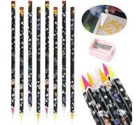 8 Pack Nail Dotting Tools, Rhinestone Picker Tool, Adhesive Resin Picker Pencil Nail Point Drill Pen, Gem Pick up Tools for Nail Art DIY with Pencil Sharpener