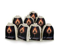 8 Pack Natural Cotton Drawstring Bags Reusable Muslin Bag Empty Gift Bags Blacklight Seven Chakra Yoga Meditation Pouches for Tea Jewelry Sachet Wedding Party Favors Storage Holiday Gifts 5x7 Inch