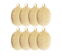 8 Pack Natural Loofah Sponge Pads - 100% Organic Biodegradable Exfoliating Scrubbers, Elastic Band & Lanyard, Eco-Friendly for Shower/Bathtub (Men & Women)