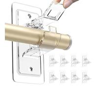 8 Pack No Drill Curtain Pole Brackets, Transparent Self Adhesive Curtain Hooks, Stick on Curtain Rail Holders for Curtain Poles No Drilling - Heavy Duty 20LBS Capacity for Bathroom, Kitchen, Bedroom