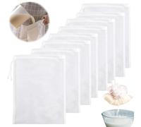 8 Pack Nut Milk Bag, 8”x12” Food Grade Nylon Cheese Cloths for Straining, Fine Mesh Cheesecloth for Straining, Muslin Cloths for Cooking, Reusable Strainer Bag for Yogurt/Juice/Tea