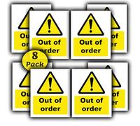 8-Pack Out of Order Vinyl Sticker Sign Labels -Waterproof Sticker 110mm x 90mm