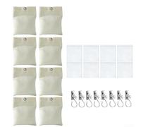 8 Pack Outdoor Curtain Weights 15oz Canvas Sandbags with Metal Clips, Self-Adhesive Weighted Bags for Patio Gazebo Drapes Tablecloths Flags to Prevent Wind Blowing,