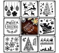 8 Pack Painting Stencils Drawing Templates Santa Christmas Tree Reindeer Snowflake Hollow Lovers Word Stencils