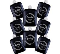 8 Pack Personalised Hip Flasks for Women, Customised 6oz Whiskey Flasks for Bridesmaids Gifts, Engraved Hip Flasks for Bachelorette Party, Wedding Party, Bridal Shower, Birthday Party