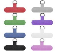 8 Pack Phone Tether Tabs, 8 Colors Universal Cell Phone Lanyard Fabric Canvas Patch Pad Sticker Anti-Lost Attachment Hanging Metal Ring Replacement for Smartphone Mobile Safety Wrist Neck Strap