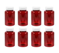 8 Pack Pill Bottles, 80ml Empty Medicine Bottles with Secure Caps, Portable Medication Storage for Home and Travel, Amber Plastic Pill Pots for Solid and Powder