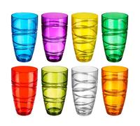 8 Pack Plastic Coloured Cups,Hi Ball Plastic Acrylic Drink Tumblers Reusable and Shatterproof Glasses,Hard Plastic Drinkware Set,Dishwasher Safe for Daily Use,Parties, Camping, Picnics