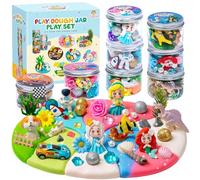 8-Pack Play Dough Jars, Reusable Sensory Play Kit for Kids, Non-Toxic