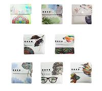 8 Pack Portable Pocket Ashtray Pouch, FVFVAHO PVC Fireproof Reusable Environment Friendly Outdoor Cigarette Butt Container, Simple Mini Ashtray Pouches for Beach or Travel Use（Various Patterns）