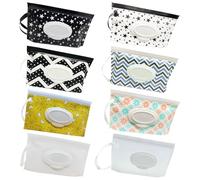 8 Pack Portable Wet Wipe Pouch Dispenser, Reusable Refillable Travel Wipes Holder & Case, Lightweight Flushable Diaper Wipes Container for Baby
