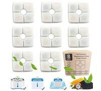 8-Pack Premium Quality Replacement Filters for Cat Fountain, Upgraded Version Triple Filtration System Pet Cat Fountain Filter Replacement for 84oz/2.5L Square Automatic Pet Water Fountain