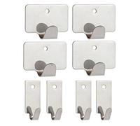 8-Pack Premium Stainless Steel Wall-Mounted Hooks with Screw Holes and Strong 3M Adhesive Backing for Kitchen Bathroom Bedroom Closet Office Coat Hats Scarves