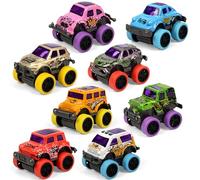 8-Pack Pull Back Monster Trucks, Die-Cast Alloy Vehicle Toys for Kids Boys Girls, Mini Race Cars for Party Favors