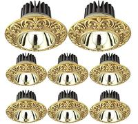 8-pack Recessed Brass Downlight Gold Replacement Spotlight LED Ceiling Lighting Fixture 6W,8W,10W,12W,14W Anti-Glare Can Lamp (3 Colors : 3000k-6000K)