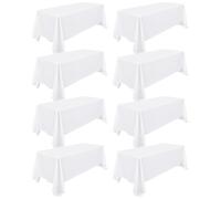 8 Pack Rectangle Tablecloth 72 x 120 inch White Polyester Tablecloths for 8 Feet Tables,Washable Fabric Stain and Wrinkle Resistant Table Covers for Wedding Party Banquet Kitchen Tables