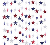 8 Pack Red White Blue Star Garland 4th of July Decorations Star Paper Streamers Banner for Independence Day Celebration, Labor Day, Veterans Day, Memorial Day, Holiday Decorations