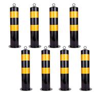 8 Pack Reflective Safe BoldsBlack Parking Ber Posts with Protective Ring for Traffic Control & Driveway ProtectIdeal for Parking Lot & Road Safe