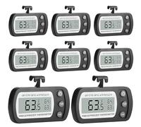 8 Pack Refrigerator Thermometer, Digital Freezer Small Black Fridge Thermometer, Waterproof Thermometers with Hook for Kitchen Home, LCD Display, ℃/℉ Switch, Max/Min Record