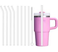 8 Pack Replacement Clear Straws for Stanley 20 oz 14oz Tumbler, 8.85 inch Reusable Plastic Straws for Yeti 30oz 25 oz 26 oz 20 oz Tumbler, Mason Jar 16oz Venti Cup with Brush