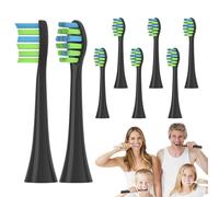 8-Pack Replacement Toothbrush Heads，Copper-Free Power Brush Heads Compatible with 7am2m AM101/AM105 Series，Compatible with 7am2m Electric Toothbrush AM101 / AM105(Black)
