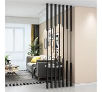 8 Pack Room Divider Partition Post Wooden Slats, Decorative Wall Mount Vertical Shelving Unit Modern Column Shelves, 2 to 10 Ft Privacy Partition(Black,220cm(7.2ft))