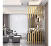 8 Pack Room Divider Wooden Slats - Modern Vertical Shelving Unit Adjustable 2-10 Ft Decorative Wall Mount Privacy Partition (Gold 260cm/8.5ft)