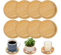 8-Pack Round Wooden Coasters, 9.5cm Blank Bamboo Coasters for Mosaic Craft