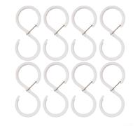8 Pack S Hooks for Kitchen and Bathroom | Transparent No Drill Wall Hangers | Clear Plastic Hanging Rack for Towels Clothes | Space Saving Home Organization Storage(Small White)