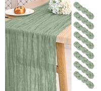 8 Pack Sage Green Cheesecloth Table Runner ,10ft Long Rustic Gauze Boho Table Runners for Wedding,Bridal Shower,Party,Banquet Decoration-21.5 x 120 Inch