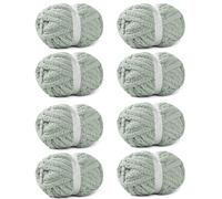 8 Pack Sage Green Chunky Yarn for Hand Knitting, Chunky Chenille Yarn, Jumbo Big Thick Chunky Yarns for Crocheting, Super Bulky Chunky Knit Blanket Yarns (27.9 yds,7.97 oz Each Skein)