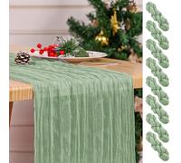8 Pack Sage Green Table Runner 17 x 108inch Cheesecloth Table Runner Boho Gauze Table Runners for Dining Table Rustic Sheer Fabric Table Runners for Wedding Party Bridal Shower Spring