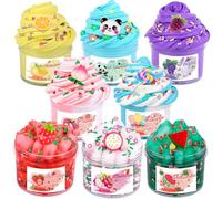 8 Pack Scented Slime kit,3 Clear and 5 Butter Slime,Peachybbies Super Soft Non-Sticky,Jelly Cube Crunchy Crystal Slime, Birthday Party Favor,Stress Relief Toy for Kids Education