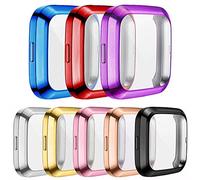 [8-Pack] Screen Protector Case Compatible with Fitbit Versa 2 Smartwatch, All-Around TPU Plated Protective Cover Scratch Resistant Bumper Shell Accessories (8 Colors, Versa 2)
