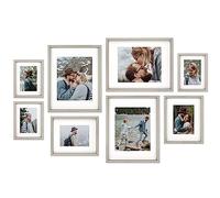 8 Pack Shadow Box Style Gallery Wall Frame Set - Deep Photo Frame Set with Mat for 8x10, 5x7 and 4x6 - Multiple Sizes Picture Frame Set for Wall Collage - Assorted Picture Frames for Wall (Gray)