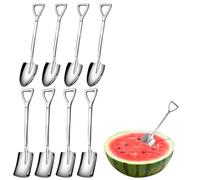 8-Pack shovel spoon：Icecream spoon,Fruit Watermelon Spoons,Dessert Spoon Stainless Steel Set for Home Kitchen Restaurant (Silver)