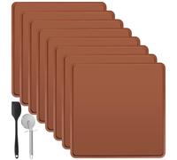 8 Pack Silicone Dehydrator Trays Sheets 14'' X 14'',Reusable Fruit Leather Dehydrator Trays with Edge for Liquids Vegetables Meat Herbs,Square Mats Liner with Scraper and Cutter Wheel