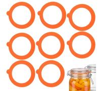 8-Pack Silicone Replacement Rings Jar Seals, Food-Grade Rubber Seal Search Term Coverage, Soft Elastic Orange Sealing Rings, 9.6 x 9.6 x 0.2 cm