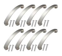 8 Pack Silver Cabinet Handles Kitchen Door Cupboard Handle 96mm Hole Centre with Screws Bow Stainless Steel Drawer Cabinet Pulls Aluminum Alloy Handles for Drawer Wardrobe Bathroom Furniture Kitchen