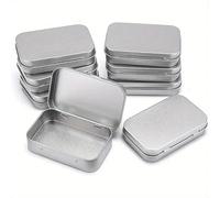 8 Pack Silver Metal Rectangular Empty Hinged Tins Box Containers Basic Necessities Tins Mini Portable Boxes Small Storage Kit Gift Card Tin Holders Boxes Set for Jewelry, Crafts and Gift Cards