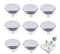 8 Pack Sink Overflow Covers, Chrome Round Overflow Rings, Universal Basin Overflow Hole Cover Insert, Plastic Chrome Trim Caps for Bathroom & Kitchen Sinks
