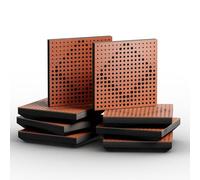 8 Pack - Small Acoustic Panel | Decorative Sound Absorbing Wall Panel | Noise Reduction | Absorption & Diffusion | 25x25x3 cm | Color Perforated Plates: [Cherry | WILDS-Mini - 33mm]