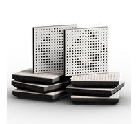 8 Pack - Small Acoustic Panel | Decorative Sound Absorbing Wall Panel | Noise Reduction | Absorption & Diffusion | 25x25x3 cm | Color Perforated Plates: [White | WILDS-Mini - 33mm]