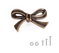 8 Pack Small Antique Brass Bronze Bow Dresser Cabinet Knobs, 1.7 Inches