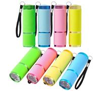 8 Pack Small Torch, Mini Torches Led Super Bright with 9 LEDs, Colorful Glow in Dark Torch Light with Lanyard, Super bright light, for Outdoor hiking, camping, adventure(Batteries not included)
