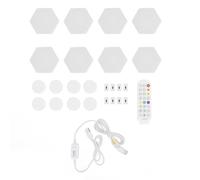 8 Pack Smart Hexagon Light Panels, Remote Control Voice Control Pickup Music Sync RGB Color Changing, Time Switch for Indoor Decor, Gaming